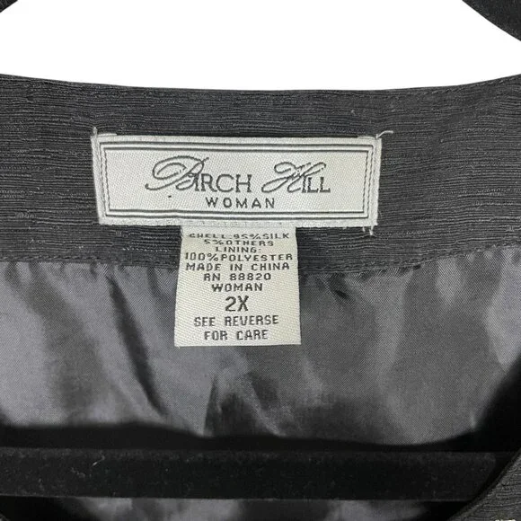 Birch Hill Woman Embroidered Black Jacket Silk Blend Blazer Jacket 2X - Picture 6 of 7